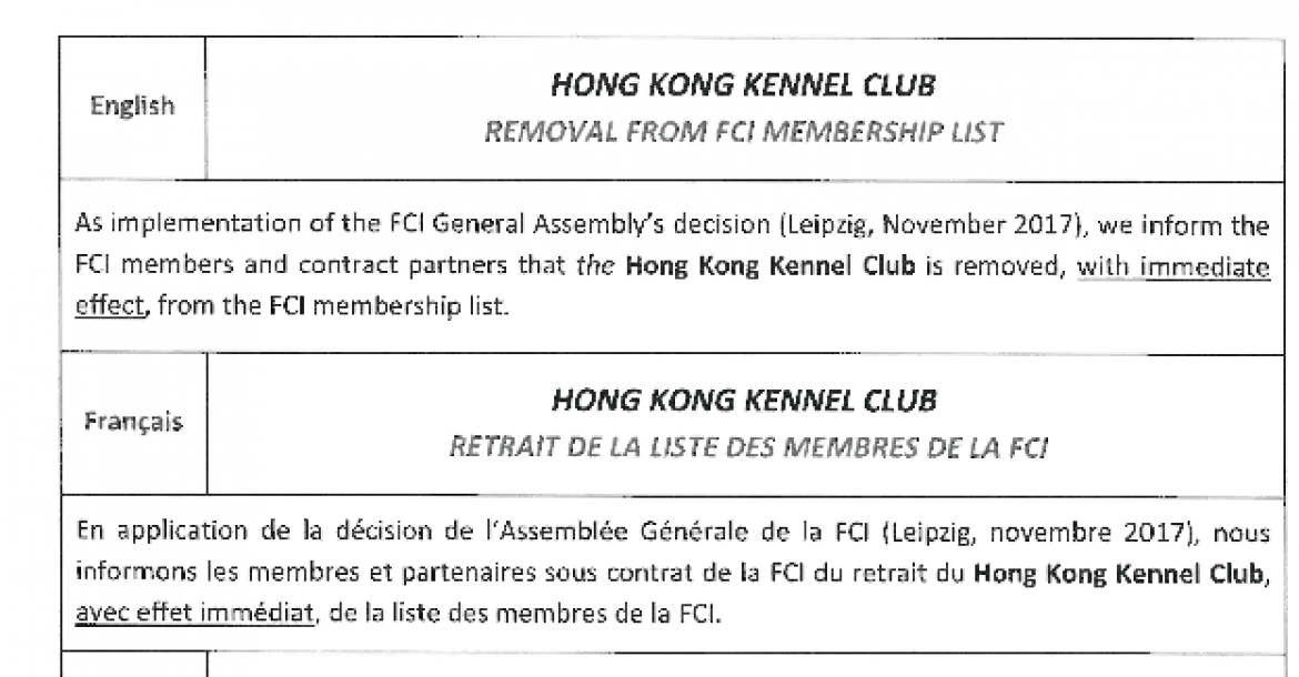 Hong Kong furieus over FCI-verbanning